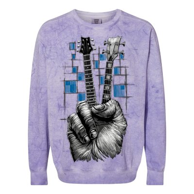 Don't Fret Peace Guitar Music Colorblast Crewneck Sweatshirt