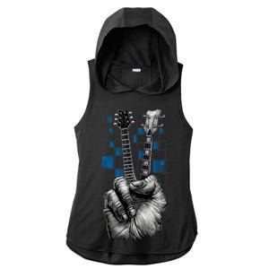 Don't Fret Peace Guitar Music Ladies PosiCharge Tri-Blend Wicking Draft Hoodie Tank