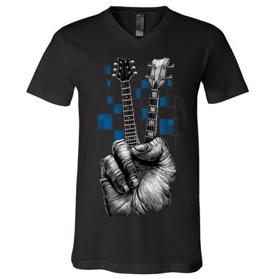 Don't Fret Peace Guitar Music V-Neck T-Shirt