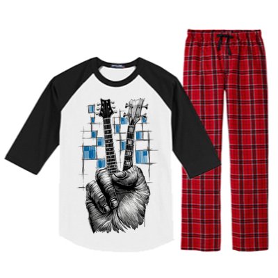 Don't Fret Peace Guitar Music Raglan Sleeve Pajama Set