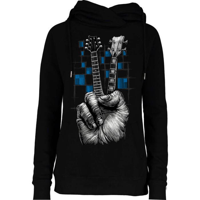 Don't Fret Peace Guitar Music Womens Funnel Neck Pullover Hood