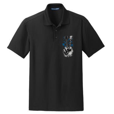 Don't Fret Peace Guitar Music Dry Zone Grid Polo