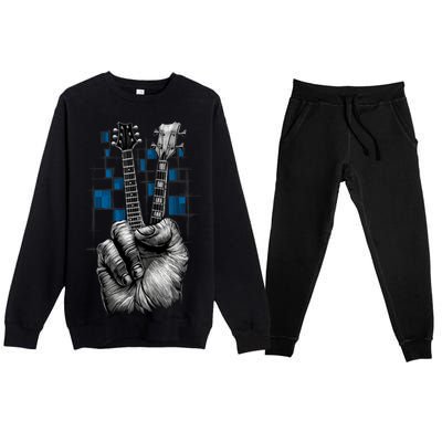 Don't Fret Peace Guitar Music Premium Crewneck Sweatsuit Set