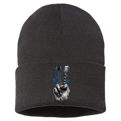 Don't Fret Peace Guitar Music Sustainable Knit Beanie