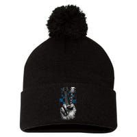 Don't Fret Peace Guitar Music Pom Pom 12in Knit Beanie