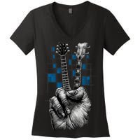 Don't Fret Peace Guitar Music Women's V-Neck T-Shirt