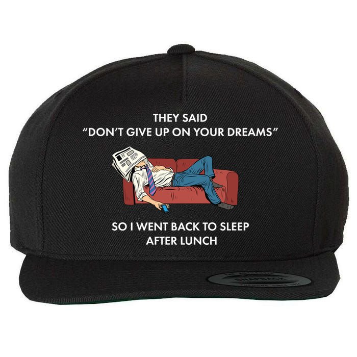 Don't Give Up On Your Dreams Funny Wool Snapback Cap