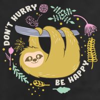 Don't Hurry Be Happy Funny Sloth 7 Panel Mesh Trucker Snapback Hat