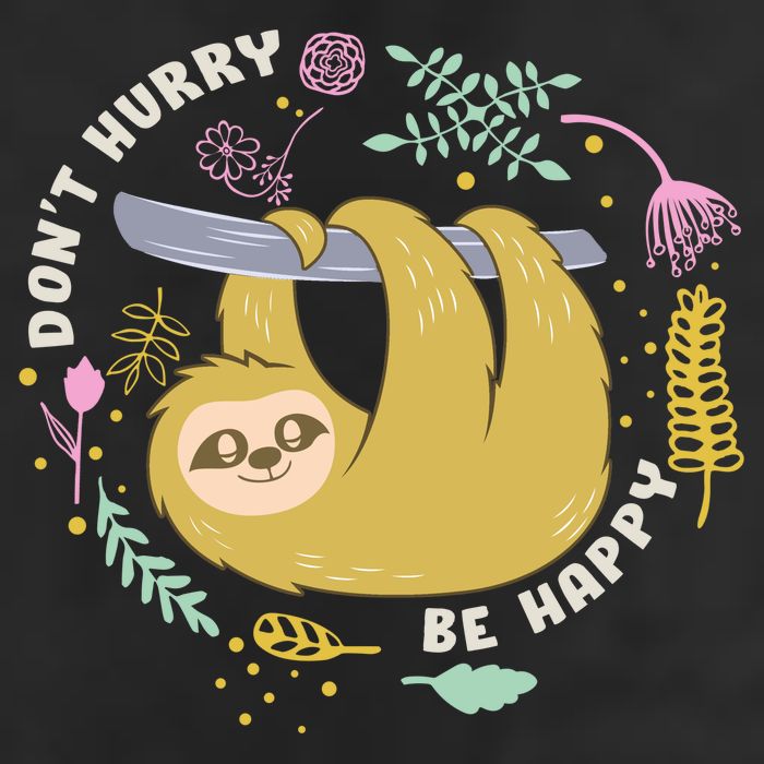 Don't Hurry Be Happy Funny Sloth 7 Panel Mesh Trucker Snapback Hat