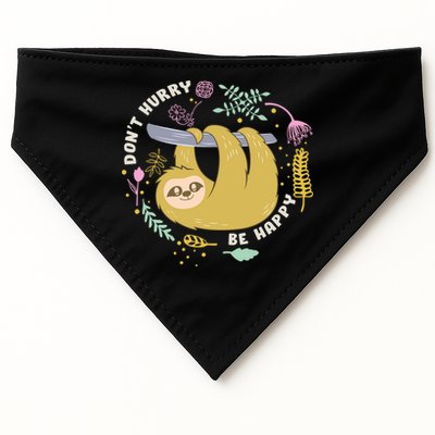 Don't Hurry Be Happy Funny Sloth USA-Made Doggie Bandana