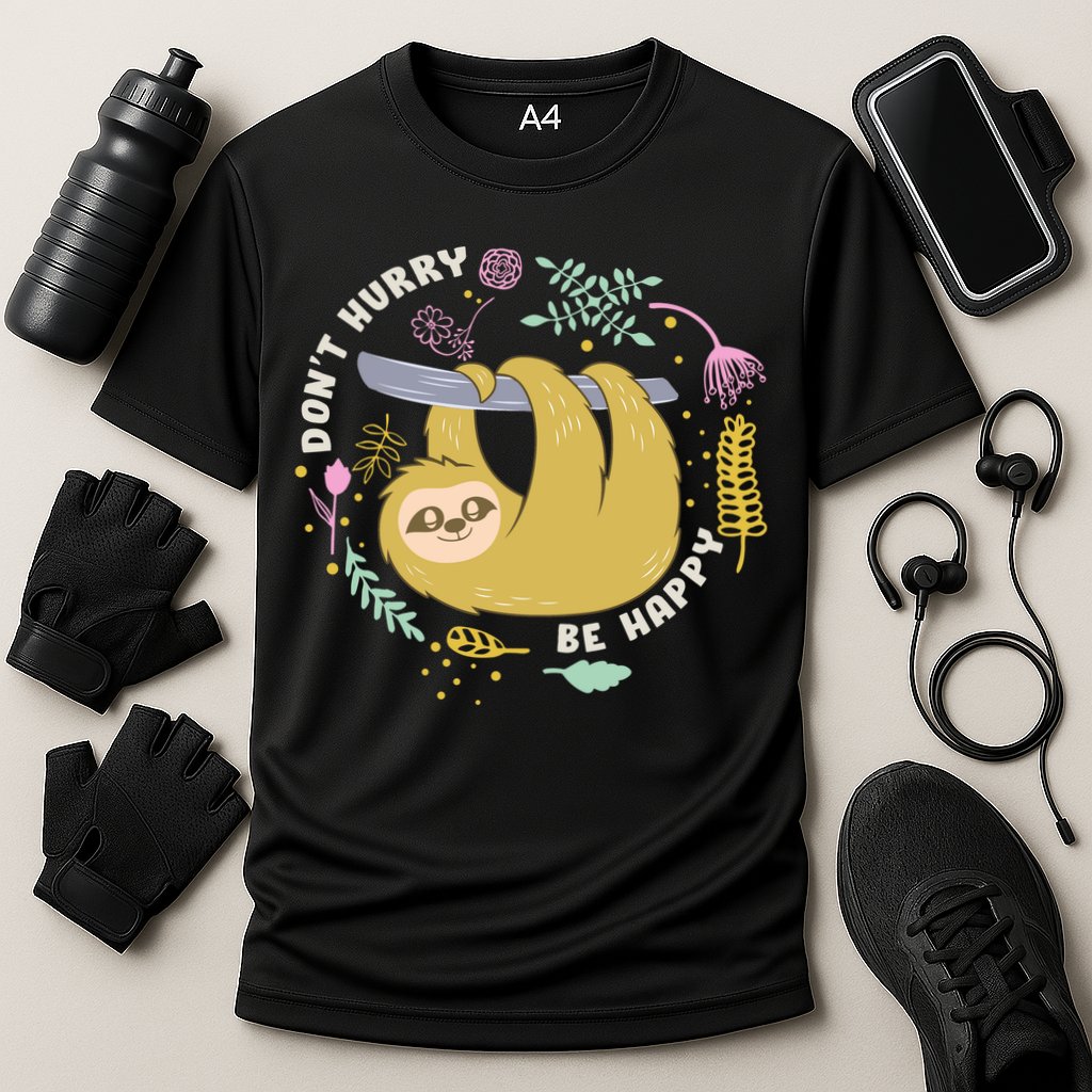 Don't Hurry Be Happy Funny Sloth Performance Shirt