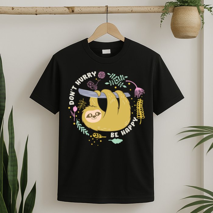 Don't Hurry Be Happy Funny Sloth T-Shirt