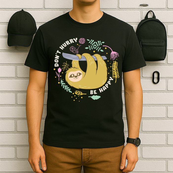 Don't Hurry Be Happy Funny Sloth T-Shirt