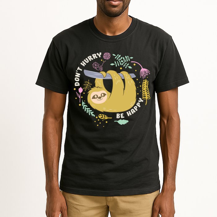 Don't Hurry Be Happy Funny Sloth Tall T-Shirt