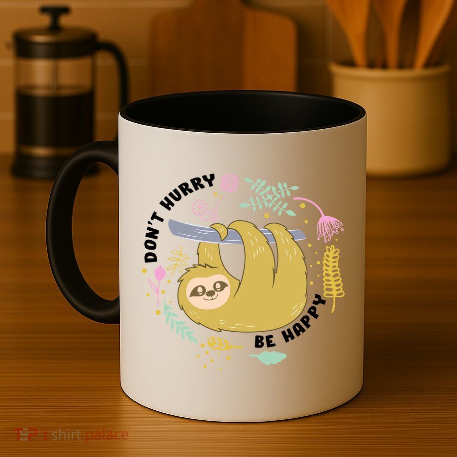 Don't Hurry Be Happy Funny Sloth Mug