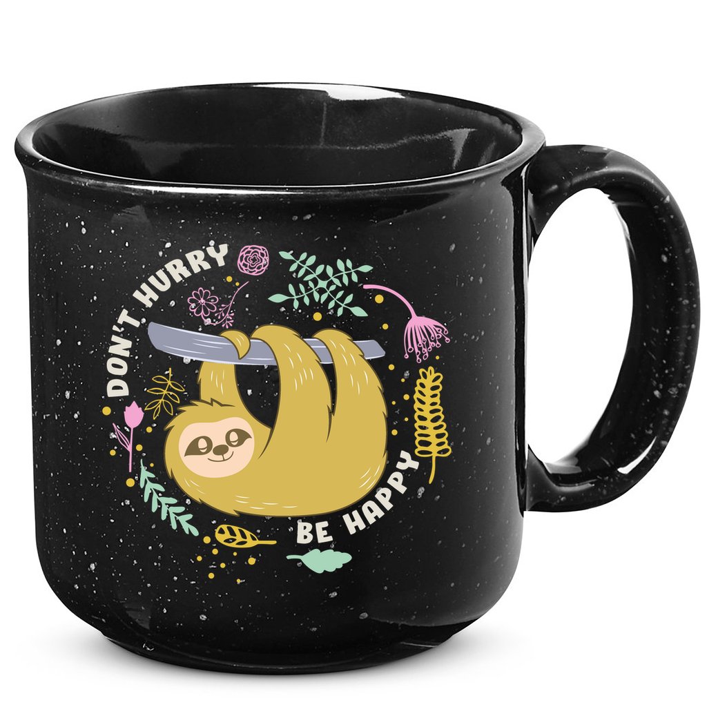 Don't Hurry Be Happy Funny Sloth 15oz Campfire Ceramic Mug