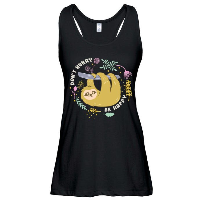 Don't Hurry Be Happy Funny Sloth Ladies Essential Flowy Tank