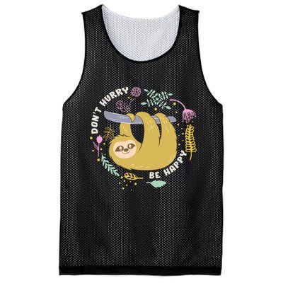 Don't Hurry Be Happy Funny Sloth Mesh Reversible Basketball Jersey Tank