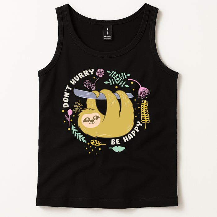 Don't Hurry Be Happy Funny Sloth Tank Top