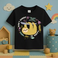 Don't Hurry Be Happy Funny Sloth Toddler T-Shirt