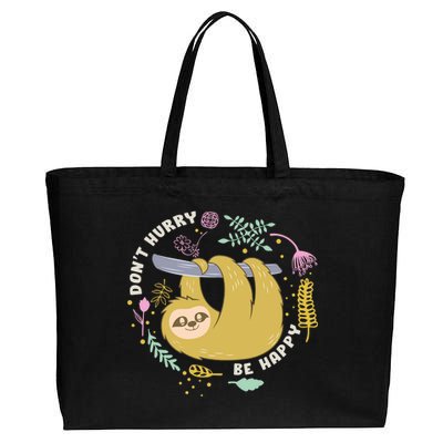 Don't Hurry Be Happy Funny Sloth Cotton Canvas Jumbo Tote