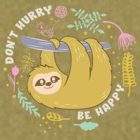 Don't Hurry Be Happy Funny Sloth Garment-Dyed Women's Muscle Tee