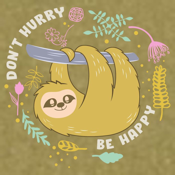 Don't Hurry Be Happy Funny Sloth Garment-Dyed Women's Muscle Tee