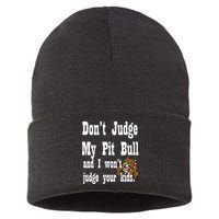 Don't Judge My Pit Bull Sustainable Knit Beanie