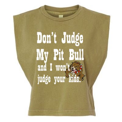 Don't Judge My Pit Bull Garment-Dyed Women's Muscle Tee