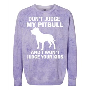 Don't Judge My Pitbull I Won't Judge Your Kids Colorblast Crewneck Sweatshirt