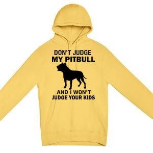 Don't Judge My Pitbull I Won't Judge Your Kids Premium Pullover Hoodie