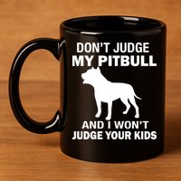Don't Judge My Pitbull I Won't Judge Your Kids 11oz C Handle Ceramic Mug