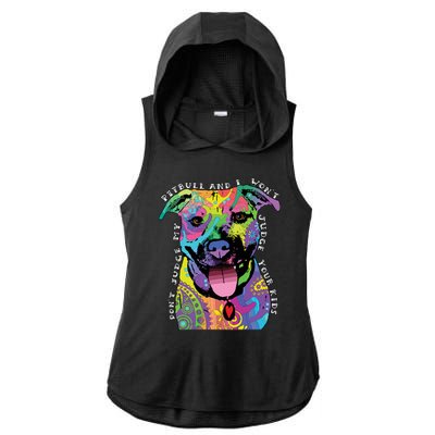 Don't Judge My Pitbull Won't Judge Your Kids Ladies PosiCharge Tri-Blend Wicking Draft Hoodie Tank