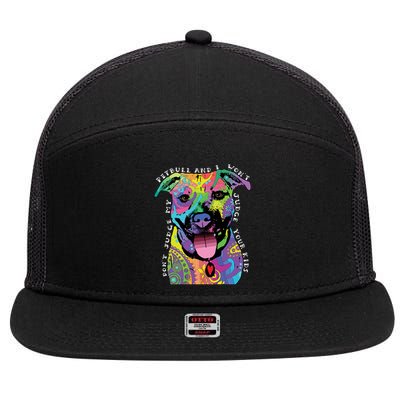 Don't Judge My Pitbull Won't Judge Your Kids 7 Panel Mesh Trucker Snapback Hat