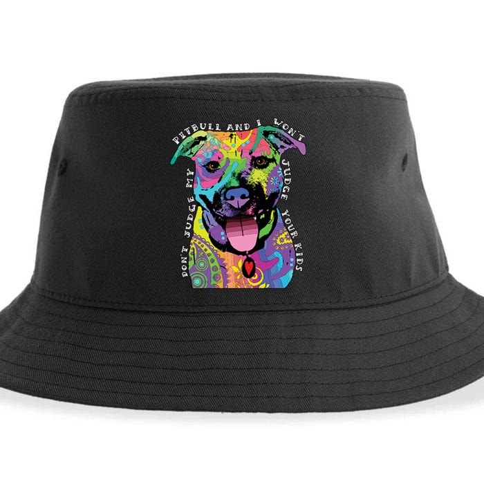 Don't Judge My Pitbull Won't Judge Your Kids Sustainable Bucket Hat