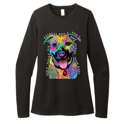 Don't Judge My Pitbull Won't Judge Your Kids Womens CVC Long Sleeve Shirt