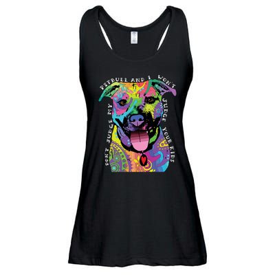 Don't Judge My Pitbull Won't Judge Your Kids Ladies Essential Flowy Tank