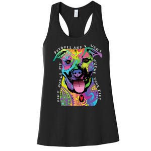 Don't Judge My Pitbull Won't Judge Your Kids Women's Racerback Tank