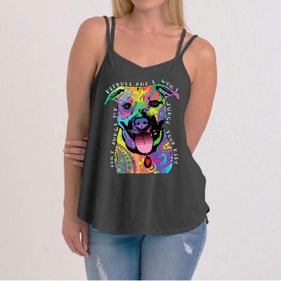 Don't Judge My Pitbull Won't Judge Your Kids Women's Strappy Tank