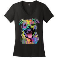 Don't Judge My Pitbull Won't Judge Your Kids Women's V-Neck T-Shirt