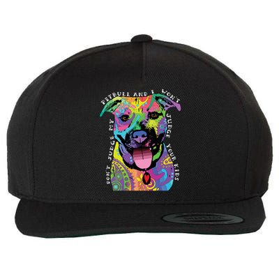 Don't Judge My Pitbull Won't Judge Your Kids Wool Snapback Cap