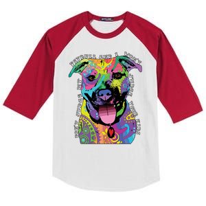 Don't Judge My Pitbull Won't Judge Your Kids Kids Colorblock Raglan Jersey