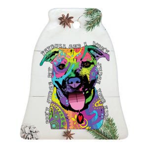 Don't Judge My Pitbull Won't Judge Your Kids Ceramic Bell Ornament