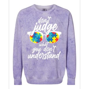 Don't Judge What You Don't Understand Autism Awareness Colorblast Crewneck Sweatshirt