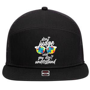 Don't Judge What You Don't Understand Autism Awareness 7 Panel Mesh Trucker Snapback Hat