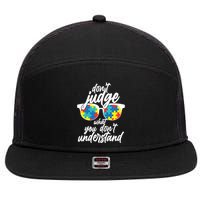 Don't Judge What You Don't Understand Autism Awareness 7 Panel Mesh Trucker Snapback Hat