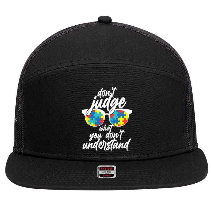 Don't Judge What You Don't Understand Autism Awareness 7 Panel Mesh Trucker Snapback Hat