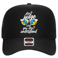 Don't Judge What You Don't Understand Autism Awareness High Crown Mesh Back Trucker Hat