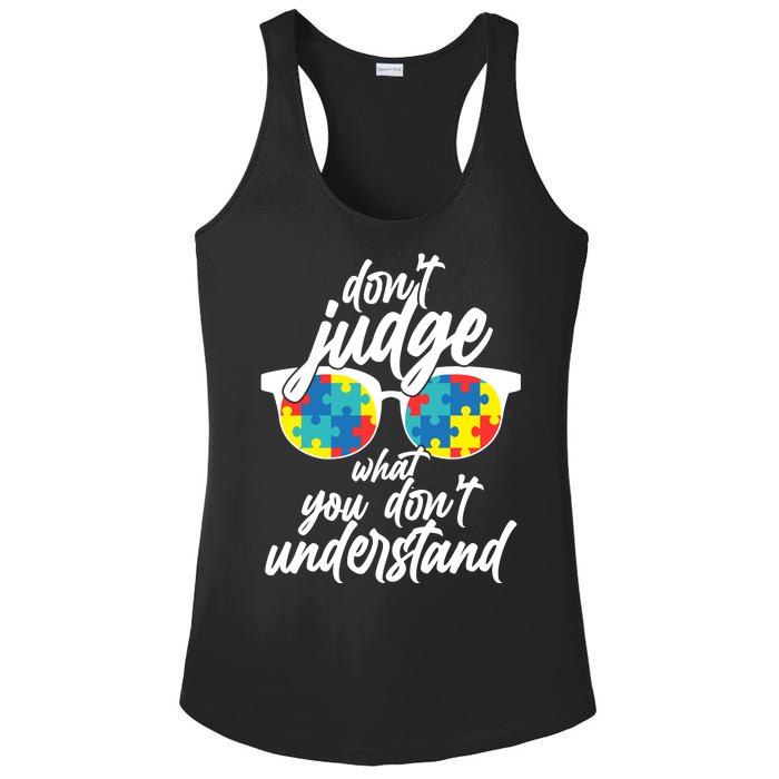 Don't Judge What You Don't Understand Autism Awareness Ladies PosiCharge Competitor Racerback Tank