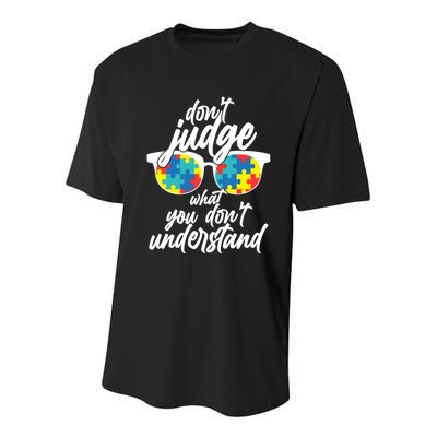 Don't Judge What You Don't Understand Autism Awareness Youth Performance Sprint T-Shirt
